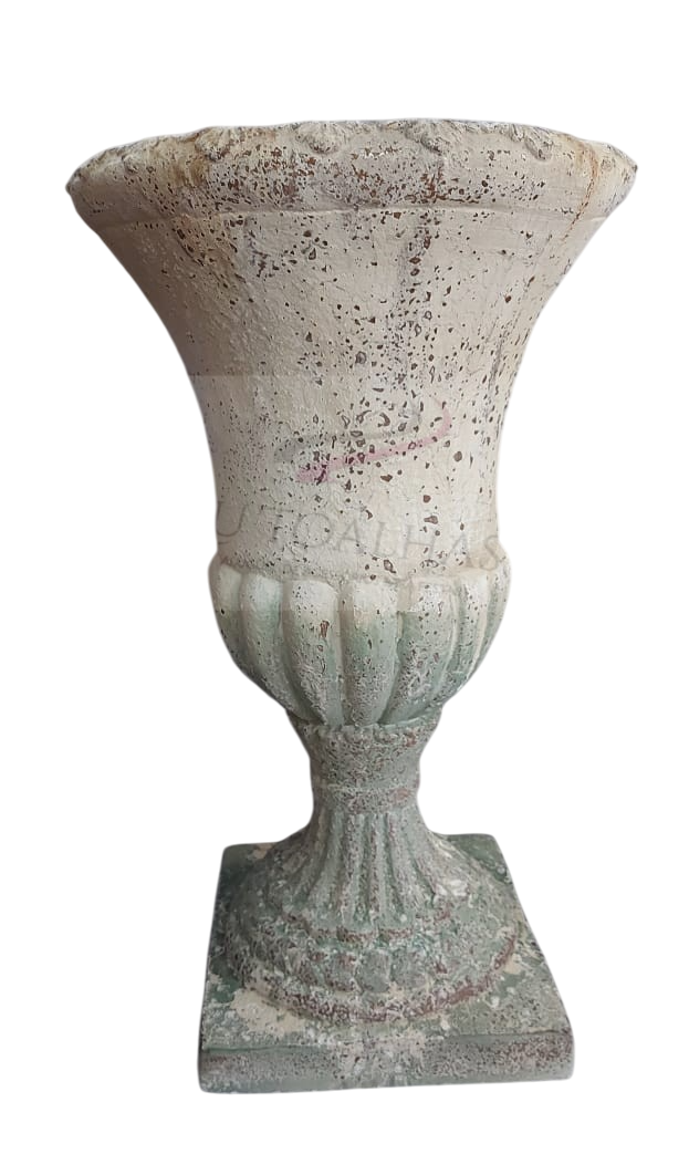 Vaso resina branco e verde