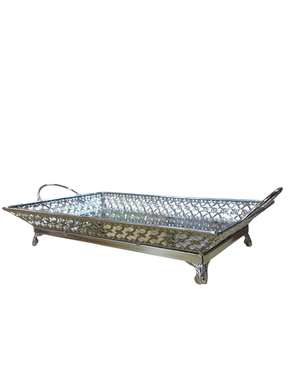 bandeja retangular bordada com alça