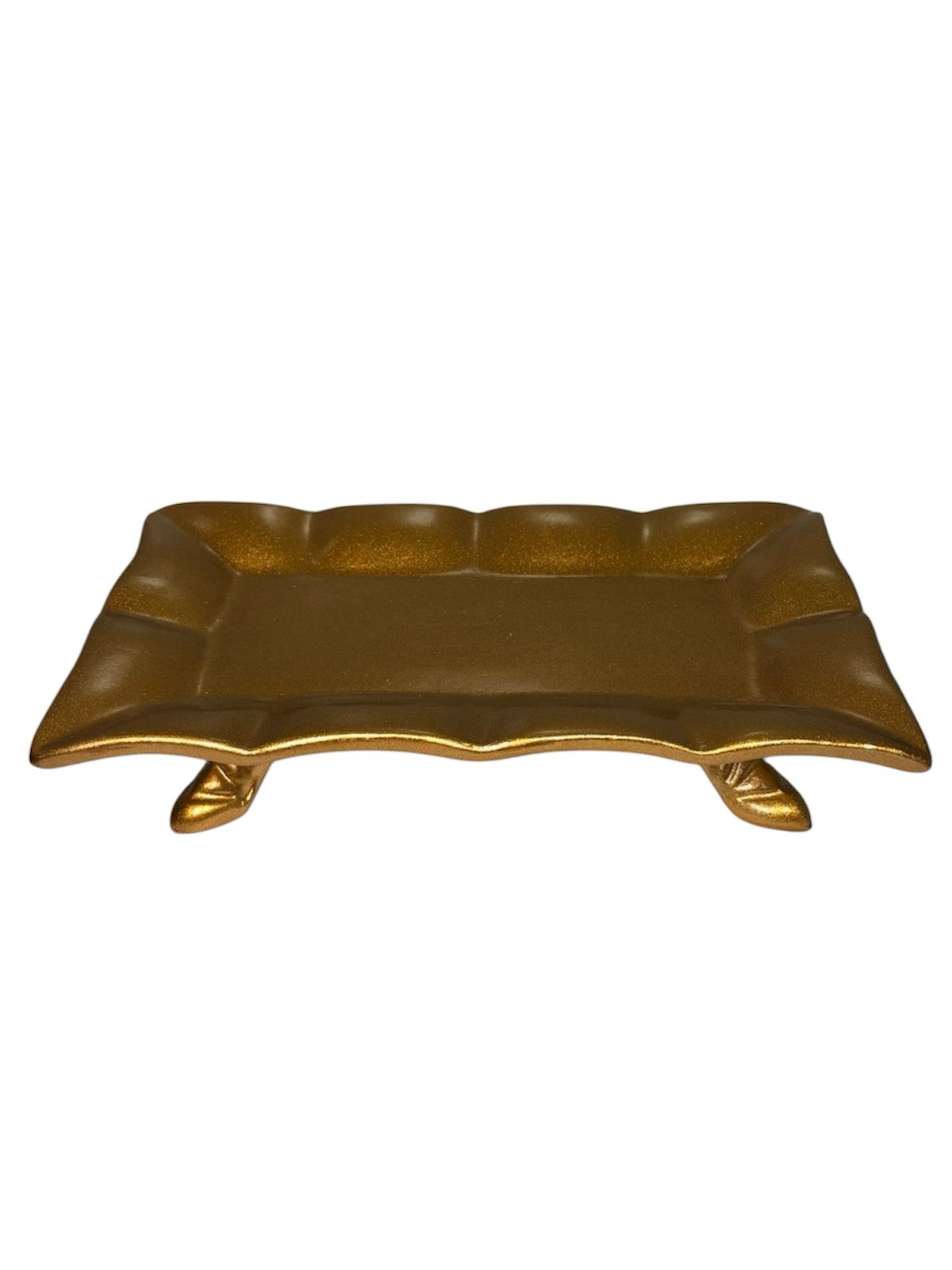 Bandeja de porcelana dourado de pé