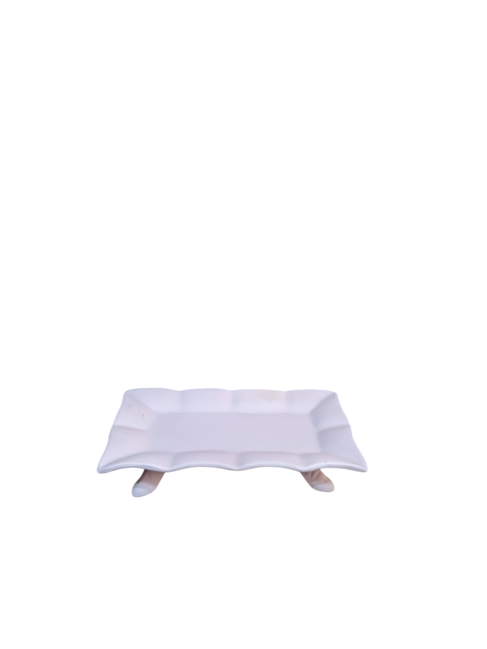 Bandeja de porcelana rosa de pé