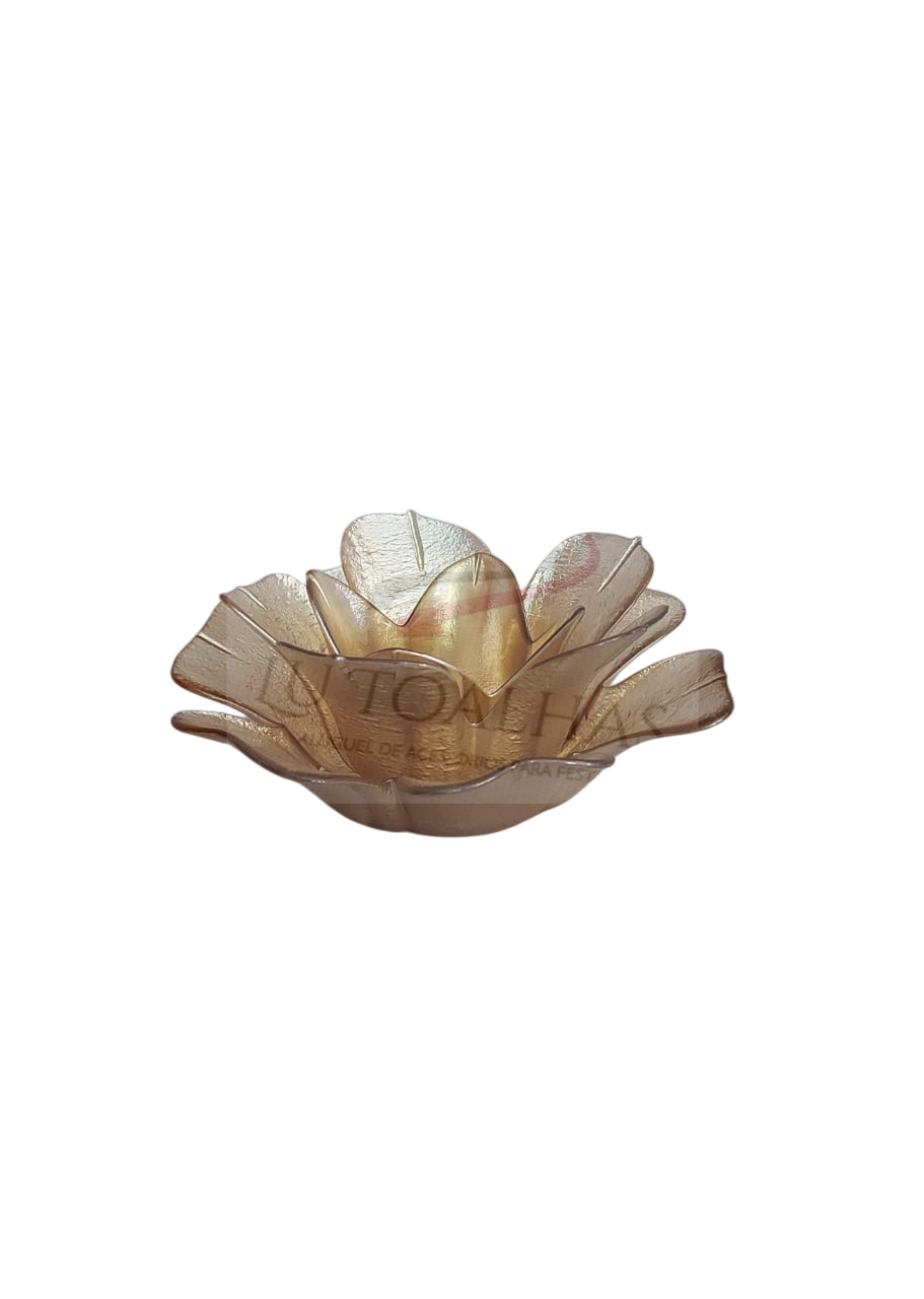 Castiçal Vidro flor dourado