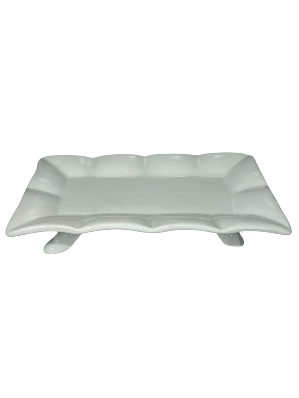 Bandeja de porcelana branco de pé