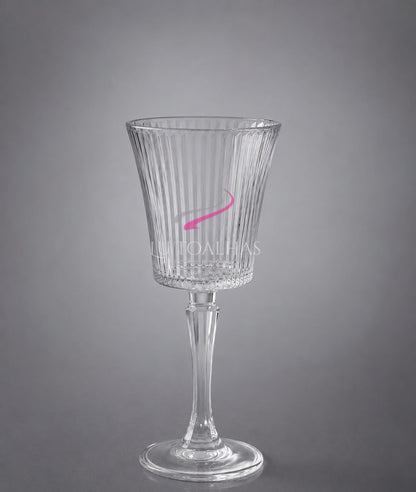Taça Portinari Transparente canelada de 280 ml, em fundo cinza